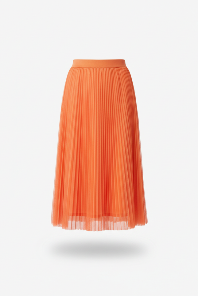 Jupe Longue Plissée Corail