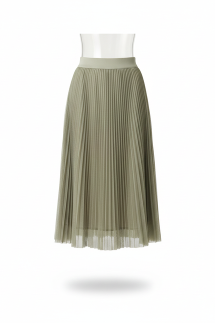 Jupe Longue Vert Sauge Plissée Élégante