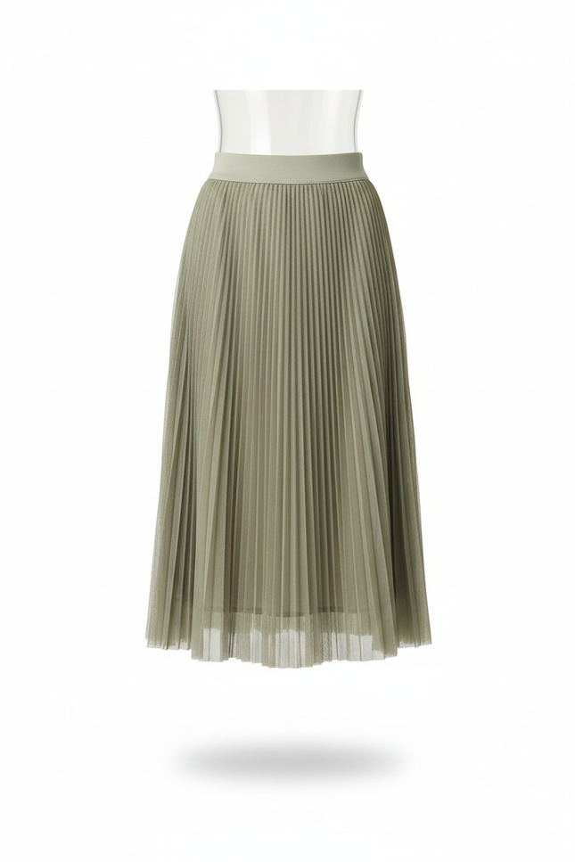 Jupe Longue Vert Sauge Plissée Élégante