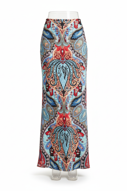 Jupe Longue Fluide Motif Cachemire Bohème