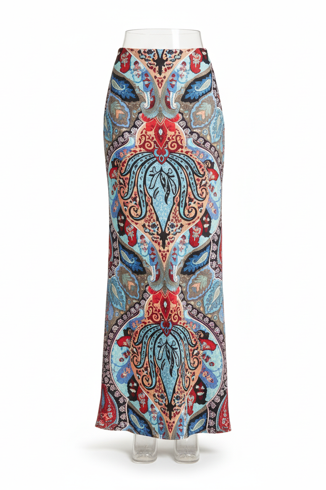 Jupe Longue Fluide Motif Cachemire Bohème