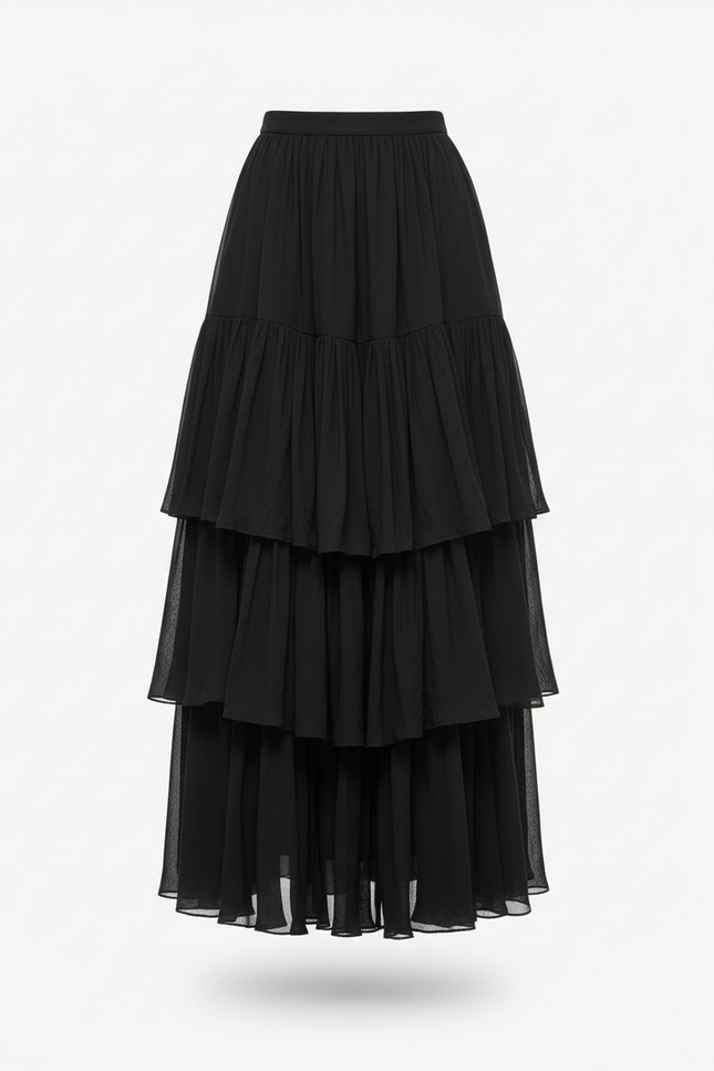 Jupe Longue Rose Maille Ajourée Élégante