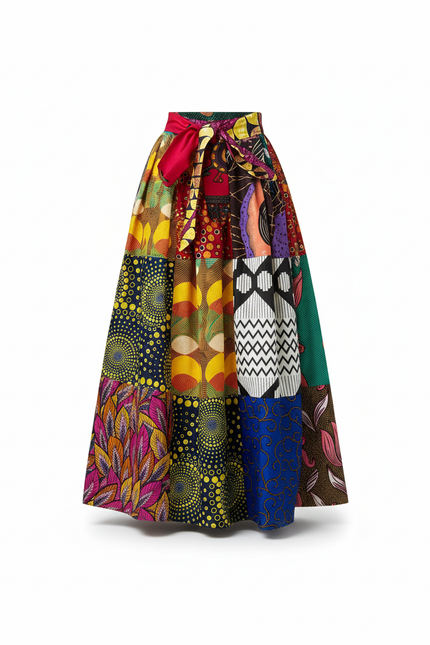 Jupe Longue Patchwork Multicolore Bohème