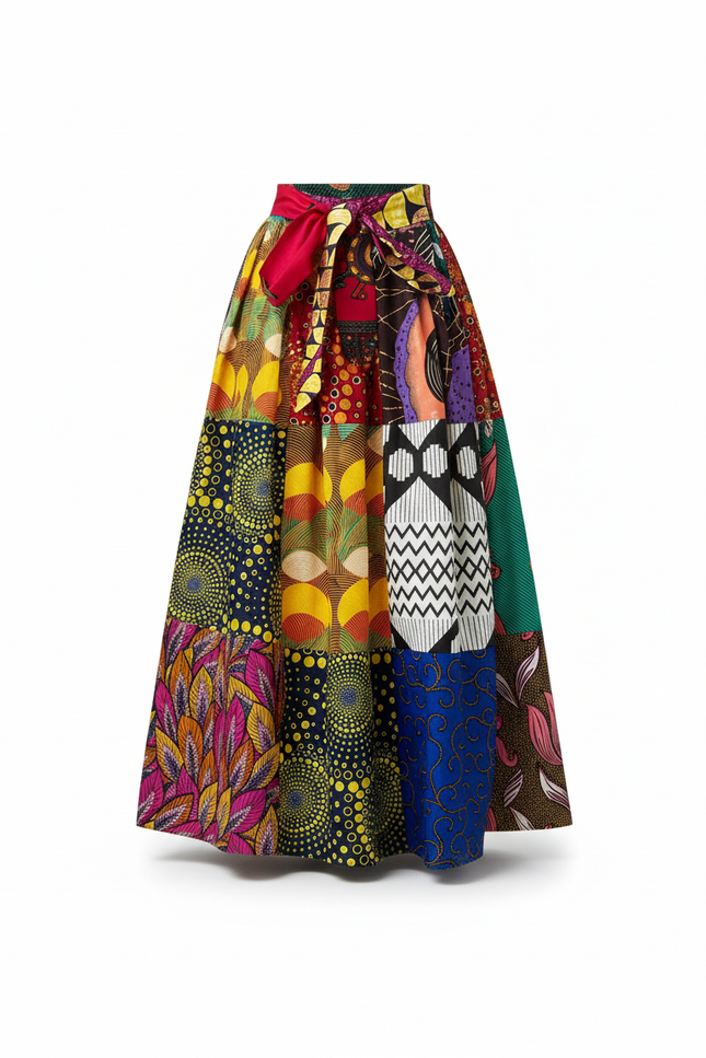 Jupe Longue Patchwork Multicolore Bohème