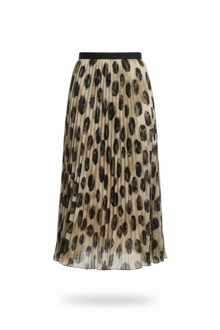 Jupe Longue Plissée À Pois Fluide