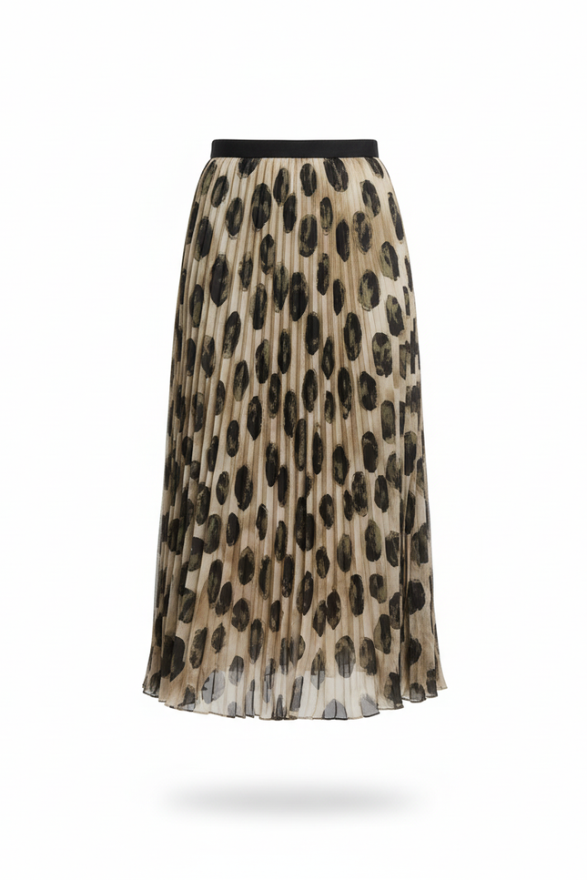 Jupe Longue Plissée À Pois Fluide