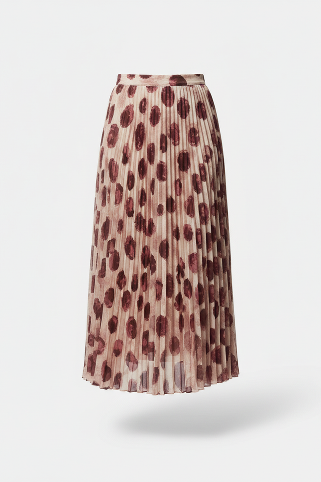 Jupe Longue Plissée À Pois Fluide Femme