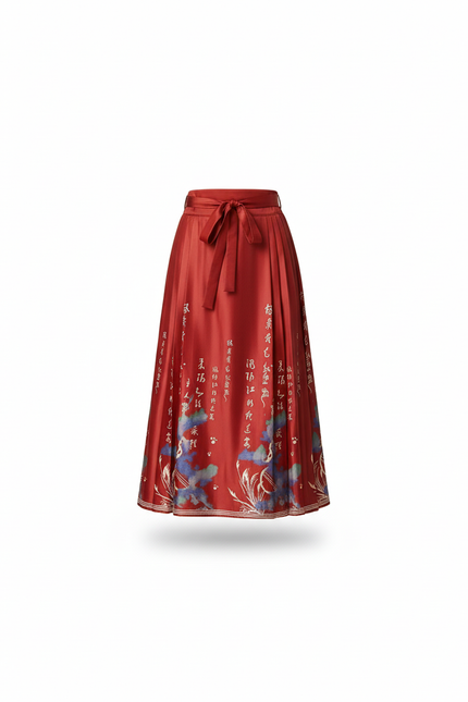 Jupe Longue Rouge Fleurie