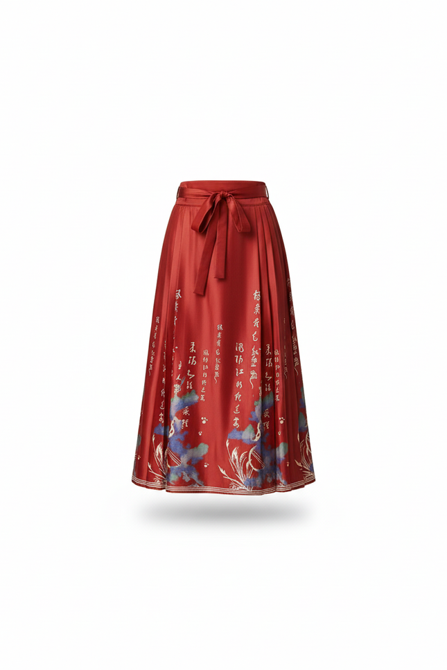 Jupe Longue Rouge Fleurie