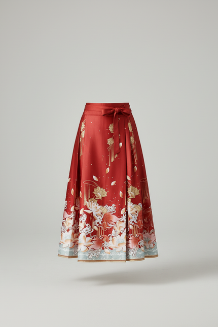 Jupe Longue Fleurie Orange