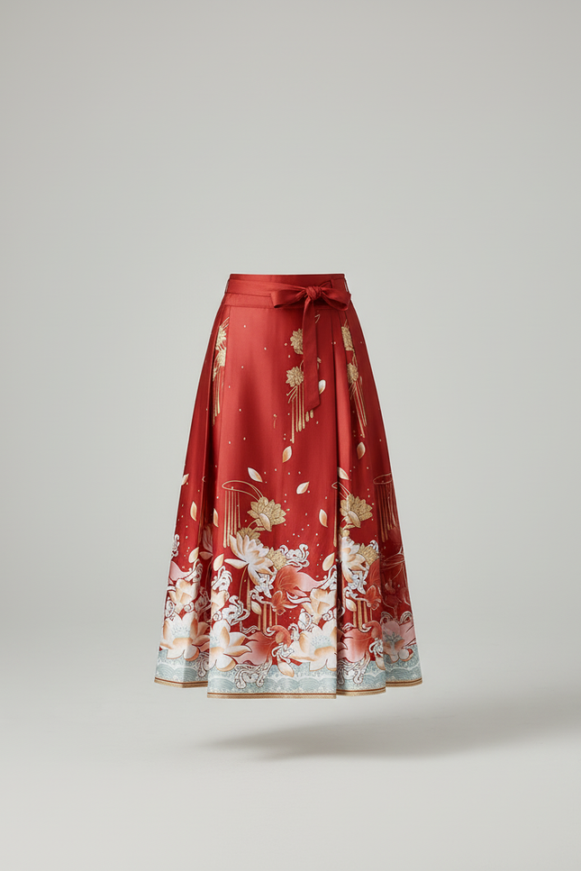 Jupe Longue Fleurie Orange