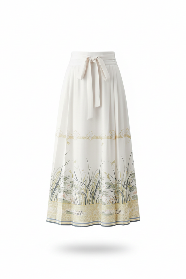 Jupe Longue Plissée Imprimée Élégante Mode