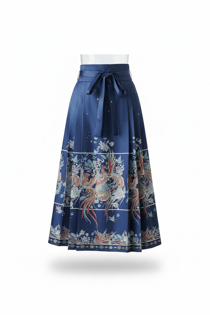 Jupe Longue Fleurie Bleue