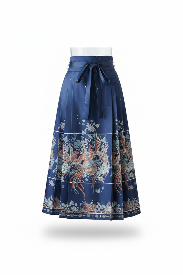 Jupe Longue Fleurie Bleue