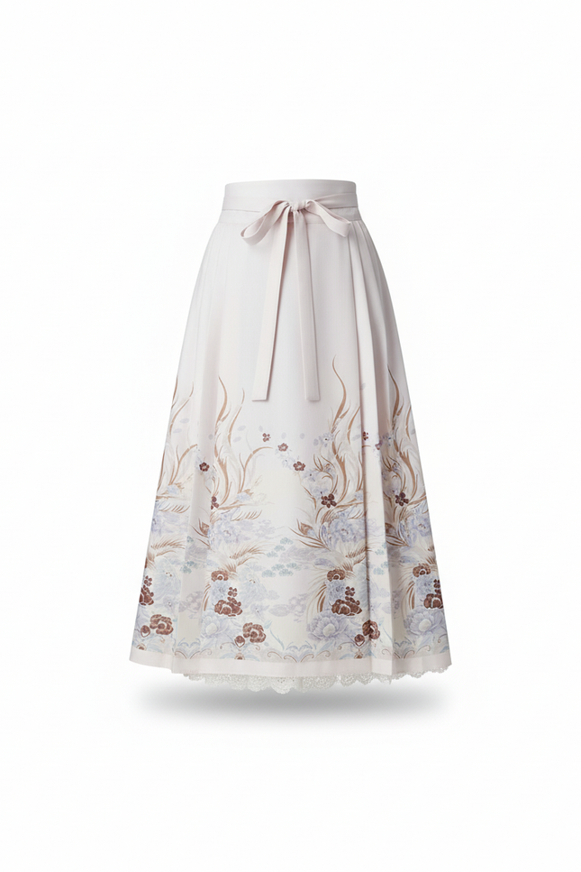 Jupe Longue Rose Pâle Motif Floral Élégante