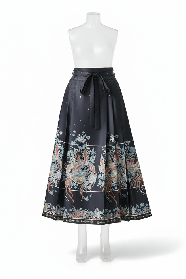 Jupe Longue Plissée Ethnique Élégante