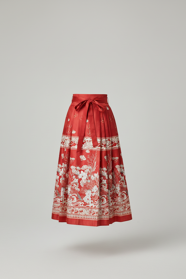 Jupe Longue Rouge Plissée Ethnique
