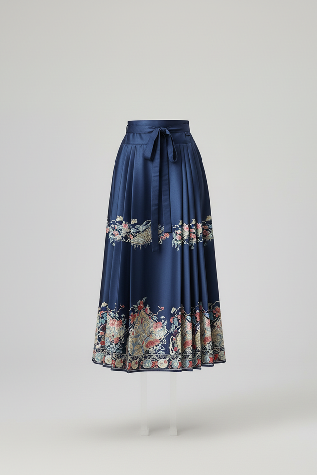 Jupe Longue Plissée Motifs Ethniques Élégante Chic