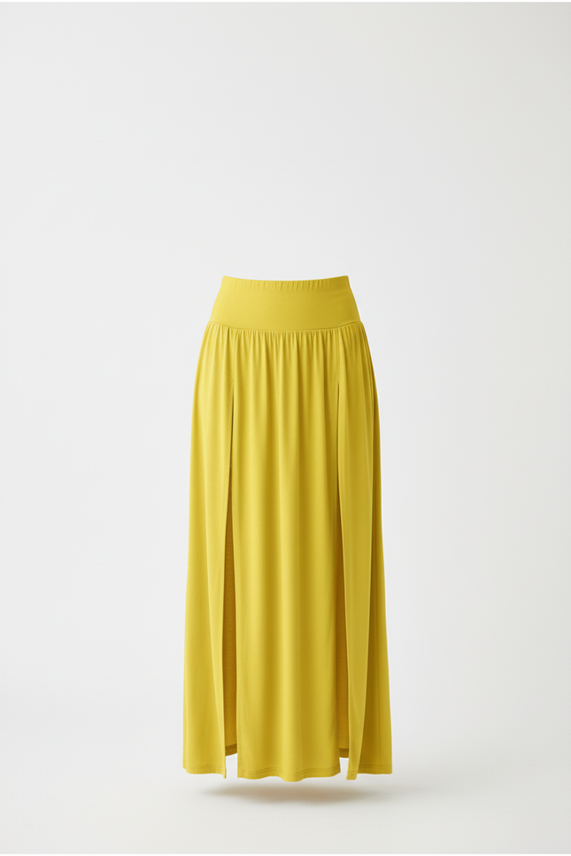 Jupe Longue Jaune Fendue Fluide
