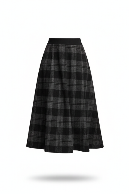 Jupe Longue À Carreaux Épaisse Élégante