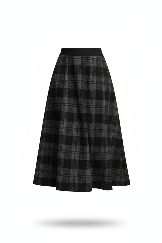 Jupe Longue À Carreaux Épaisse Élégante