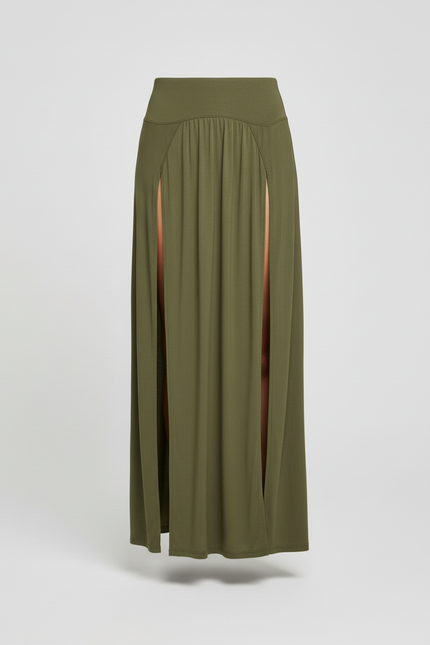Jupe Longue Fendue Kaki