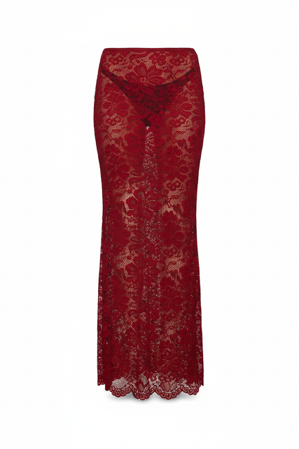 Jupe Longue Dentelle Transparente Élégante Soirée