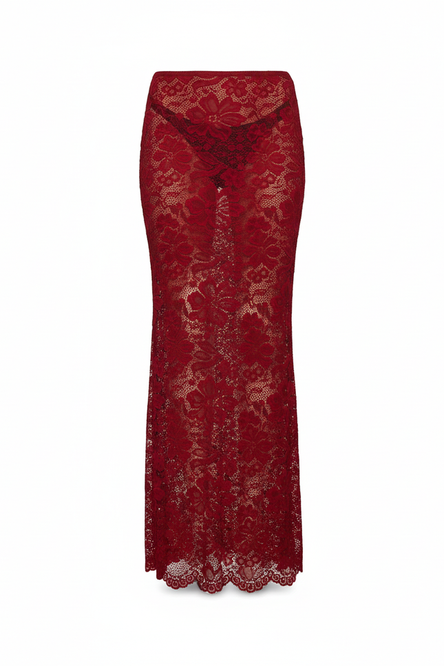 Jupe Longue Dentelle Transparente Élégante Soirée