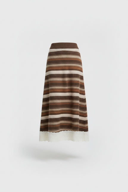 Jupe Longue Rayée Dentelle Bohème