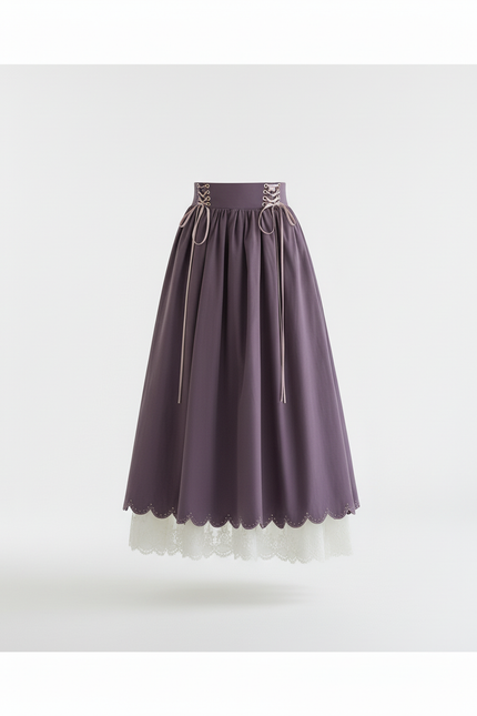Jupe Longue Violette Dentelle Bohème