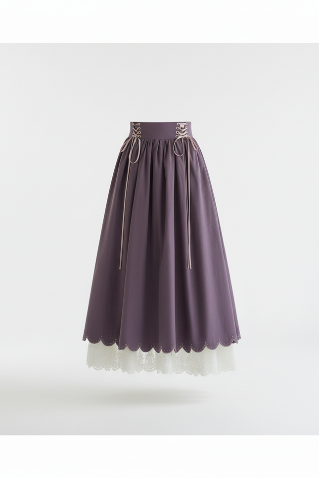 Jupe Longue Violette Dentelle Bohème