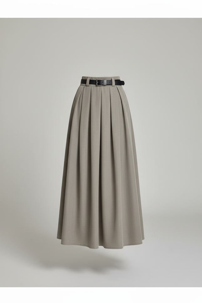 Jupe Longue Grise Plissée Élégante