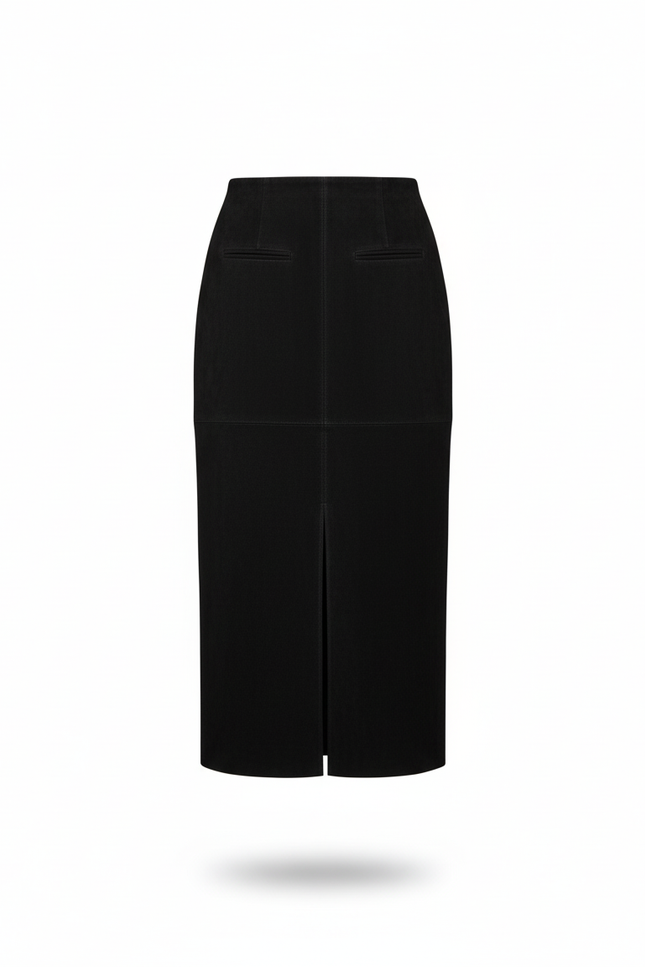 Jupe Longue Noire Daim Chic