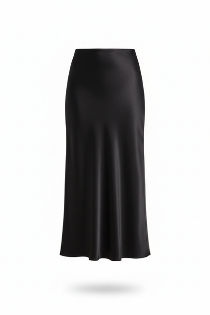 Jupe Longue Noire Satinée Fluide