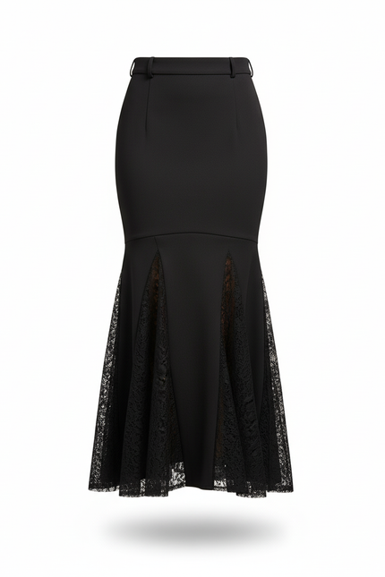 Jupe Longue Noire Dentelle Chic