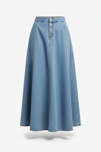 Jupe Longue Jean Boutonnée