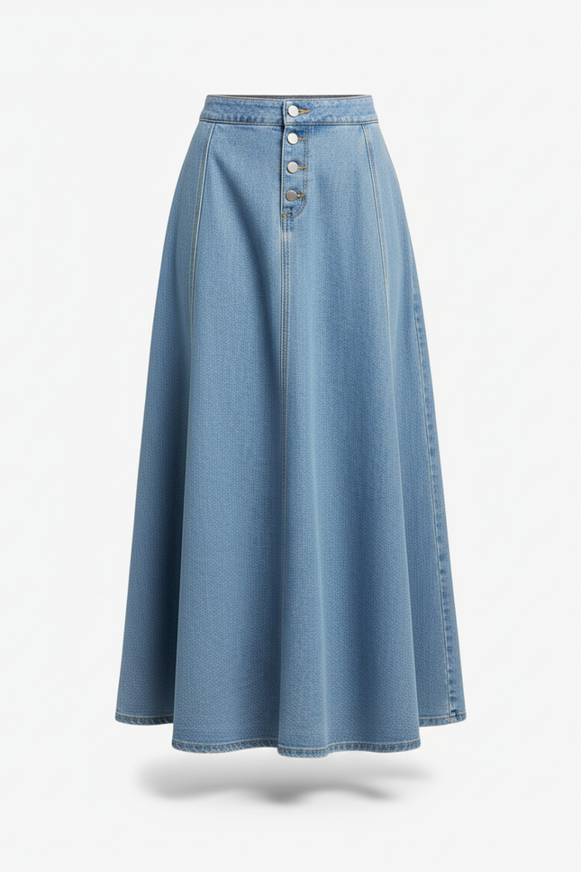 Jupe Longue Jean Boutonnée