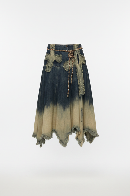 Jupe Longue Tie And Dye Bleu