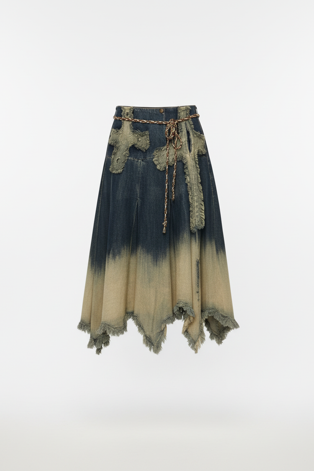 Jupe Longue Tie And Dye Bleu