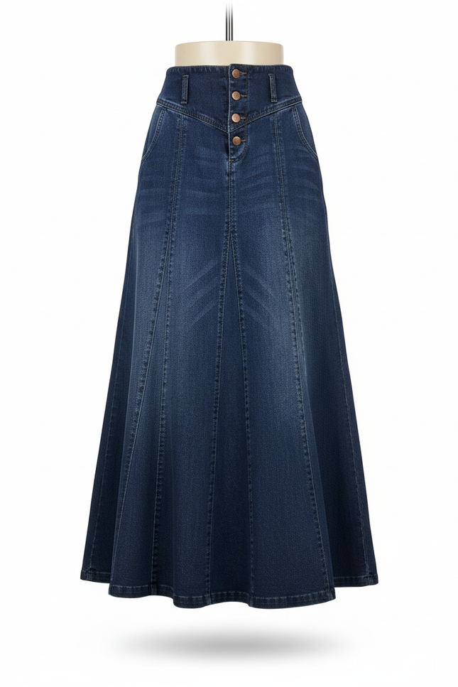 Jupe En Jean Trapèze Longue