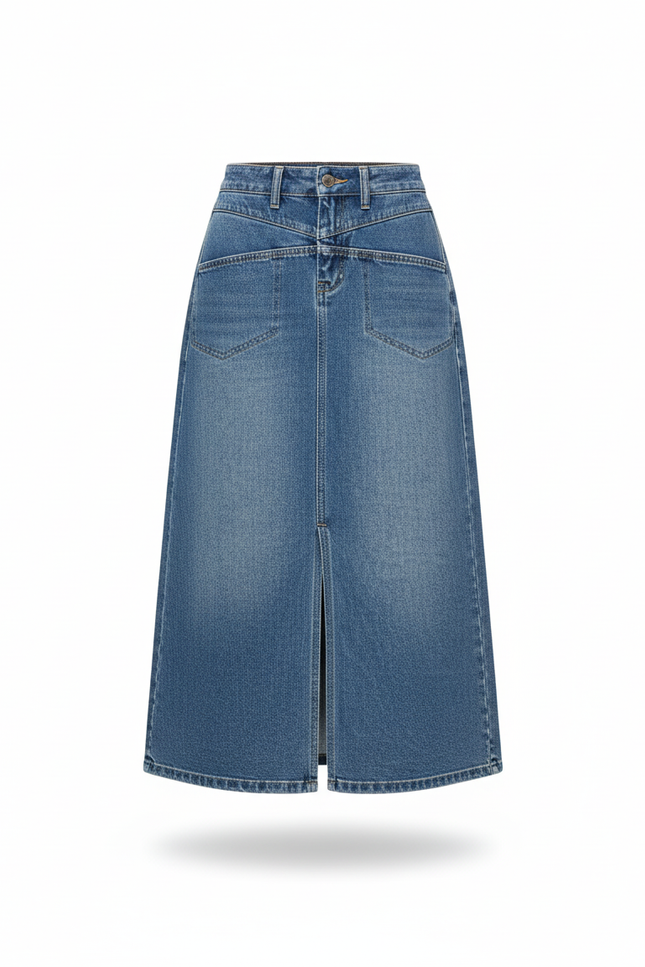 Jupe En Jean Longue Fendue Devant