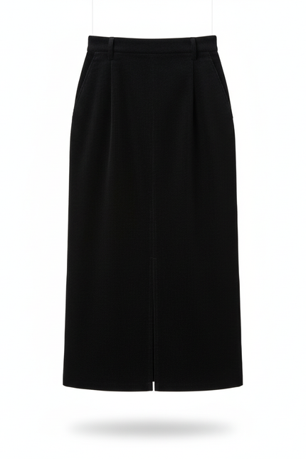 Jupe Droite Noire Mi-Longue