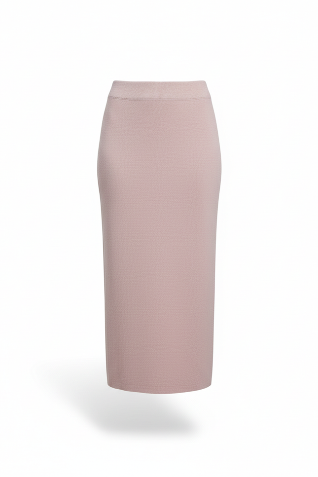 Jupe Longue Rose Poudré Tricotée Élégante