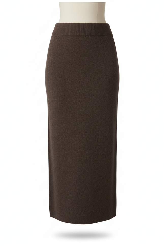 Jupe Longue Marron Tricotée Élégante