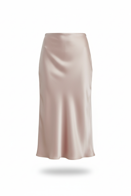 Jupe Longue Satinée Fluide Rose