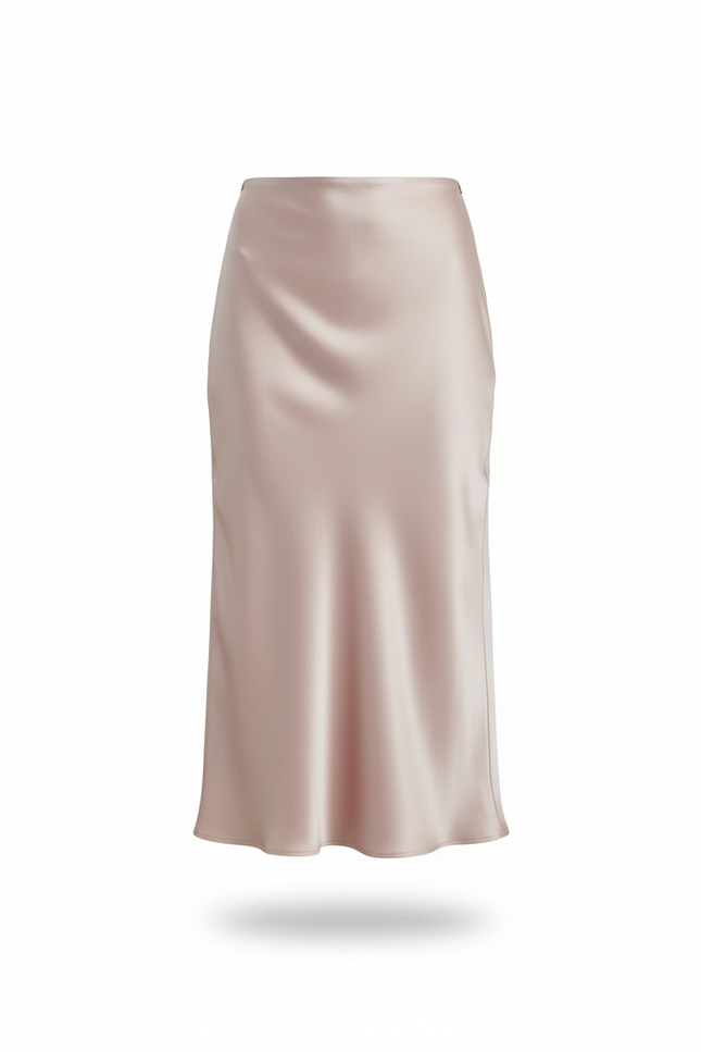 Jupe Longue Satinée Fluide Rose