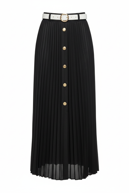 Jupe Longue Plissée Boutonnée