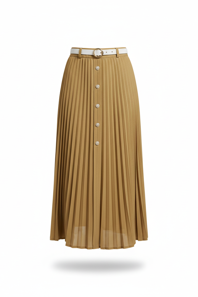 Jupe Longue Plissée Camel