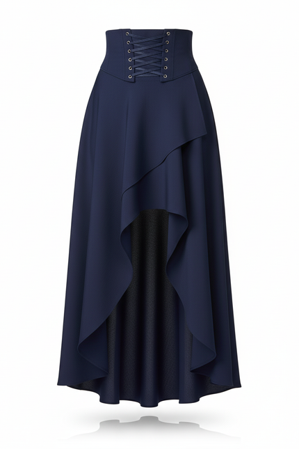 Jupe Longue Bleu Marine Asymétrique Chic