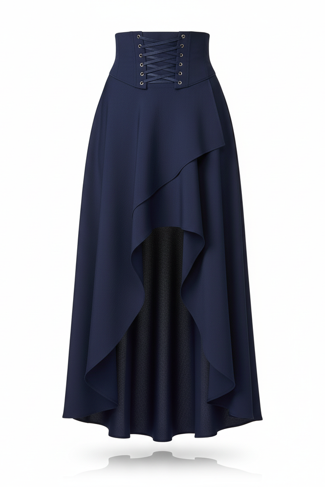 Jupe Longue Bleu Marine Asymétrique Chic